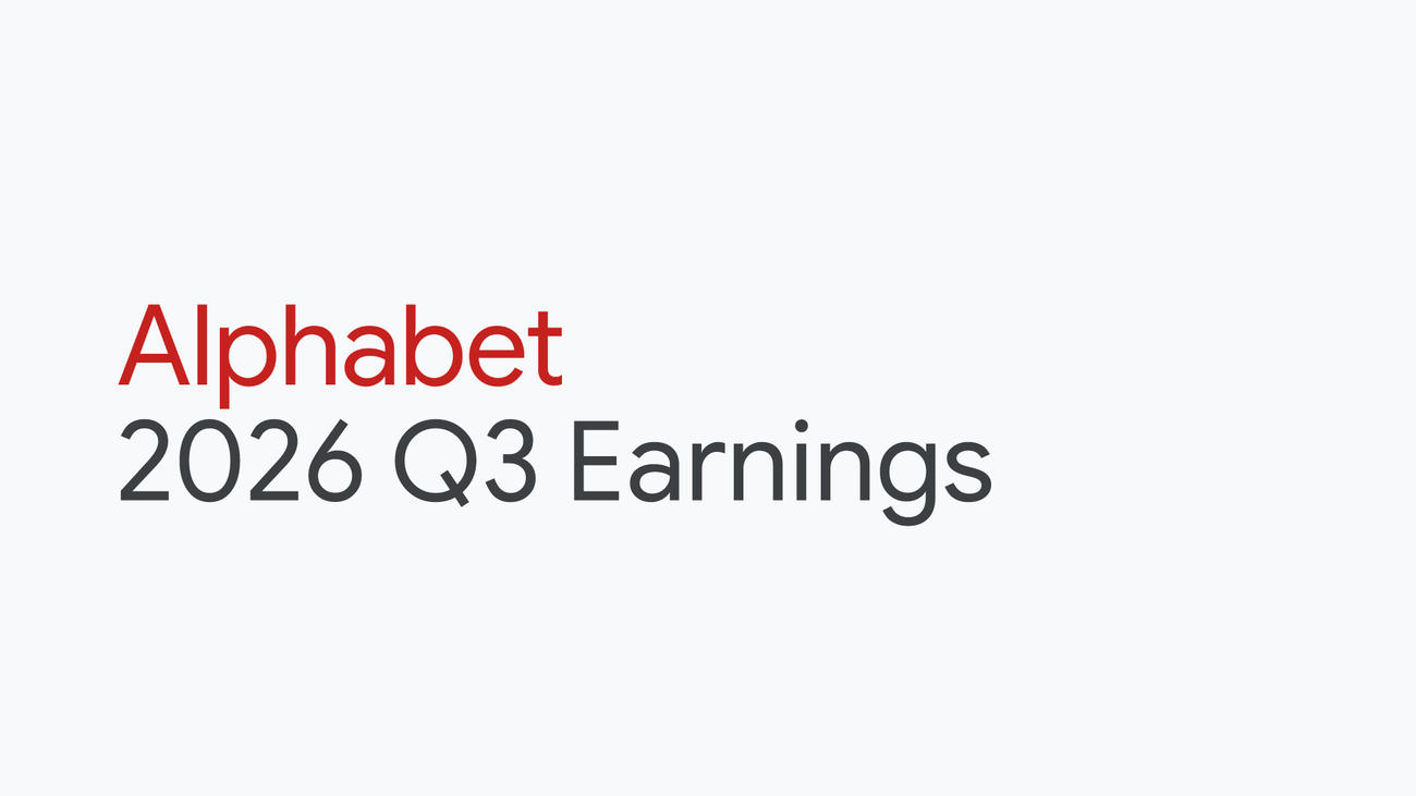 Alphabet’s own graphic for its third-quarter 2026 earnings, red and grey type on a white field.