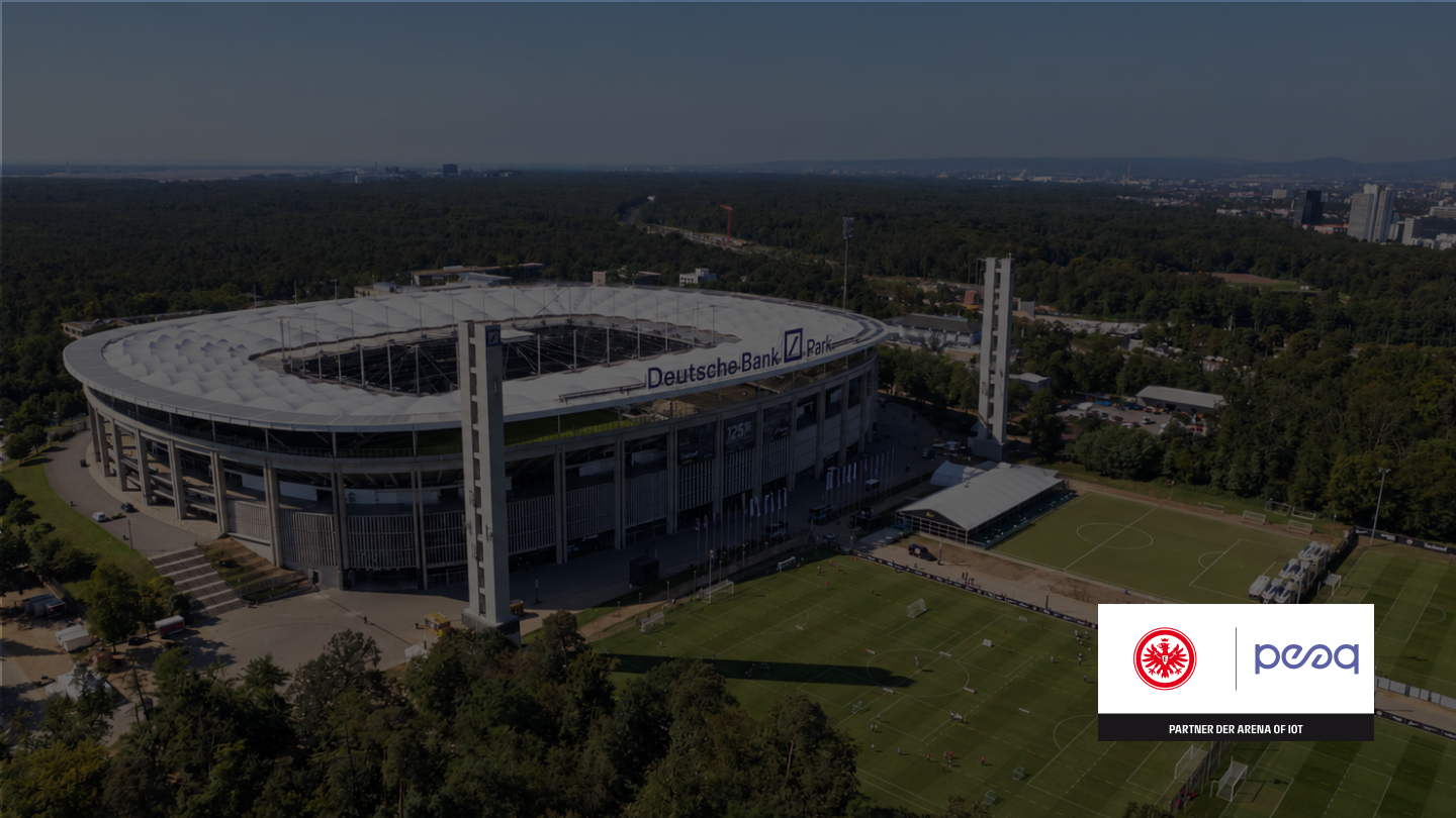 Deutsche Bank Park in Frankfurt, with the Eintracht Frankfurt and peaq marks.