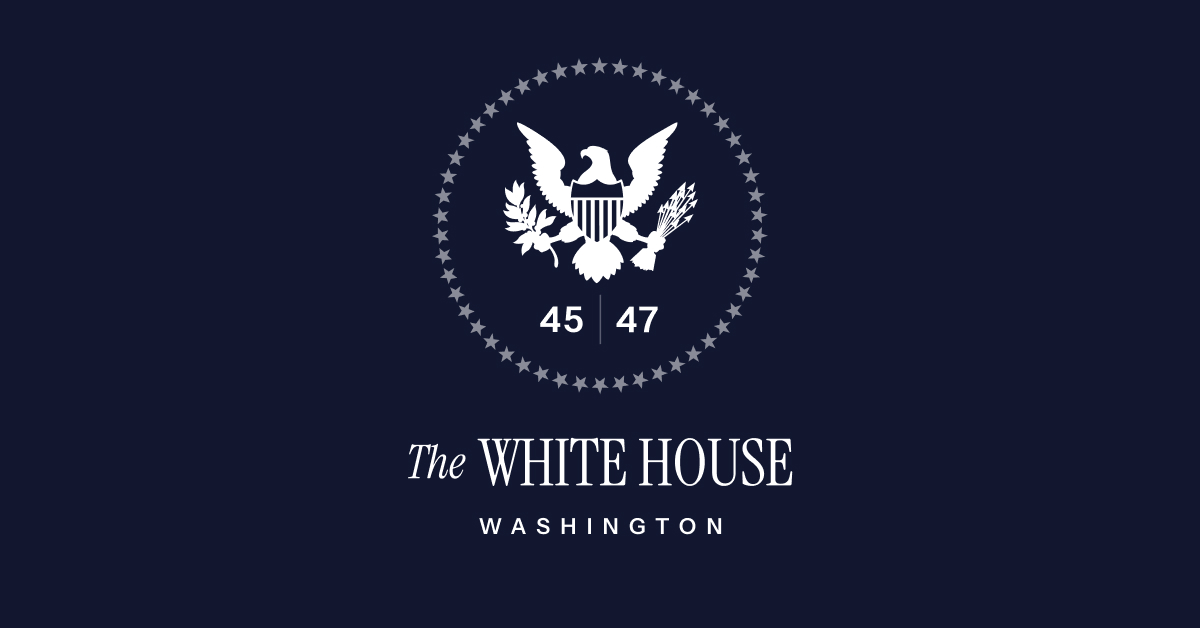 The White House share card: a white eagle seal and the words The White House, Washington, on a dark blue field.